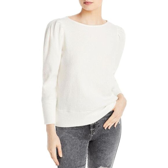 ✨Karl Lagerfeld Paris Womens Knit Ribbed Crewneck Sz Large Sweater White✨ - Picture 1 of 6